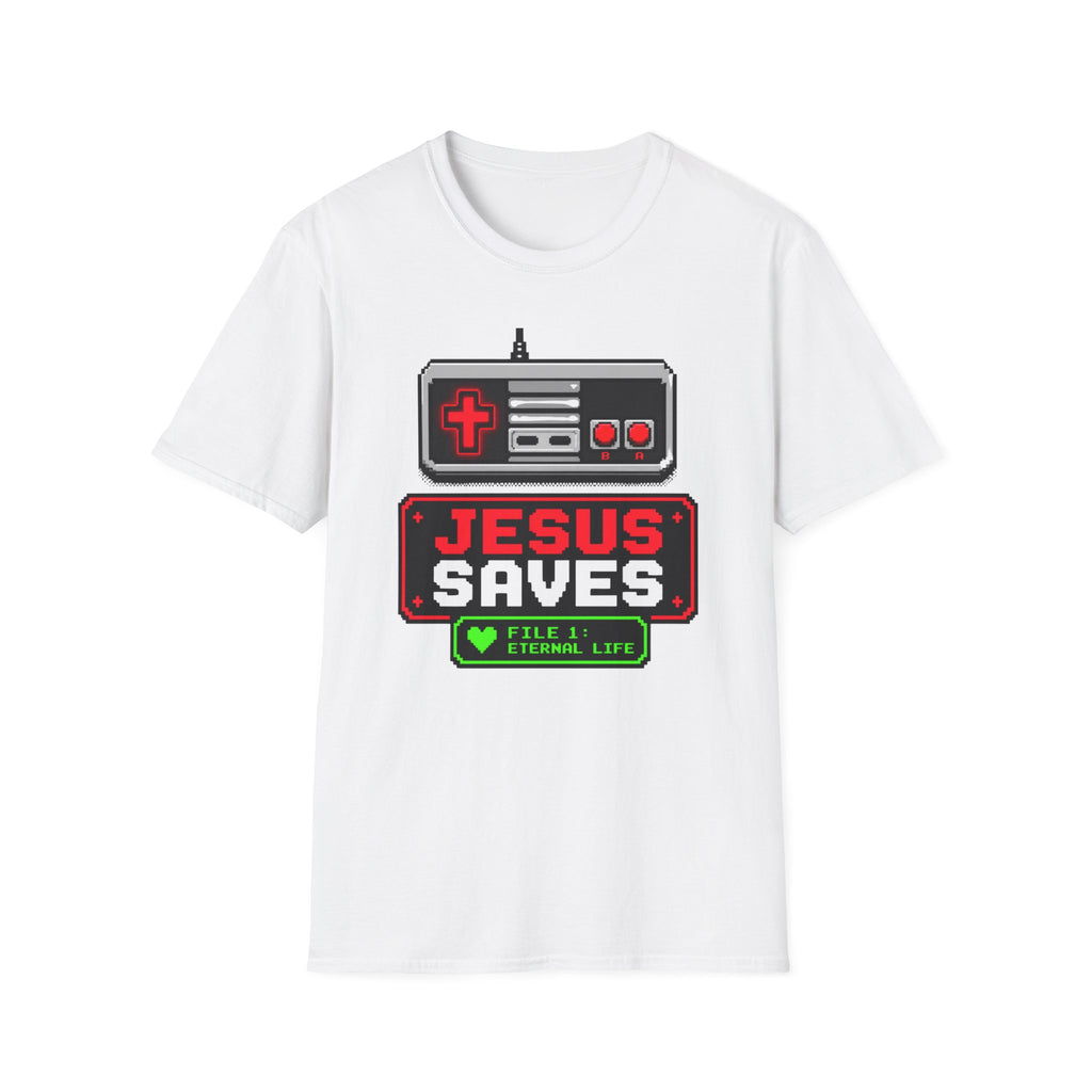 8 bit Jesus saves t-shirt