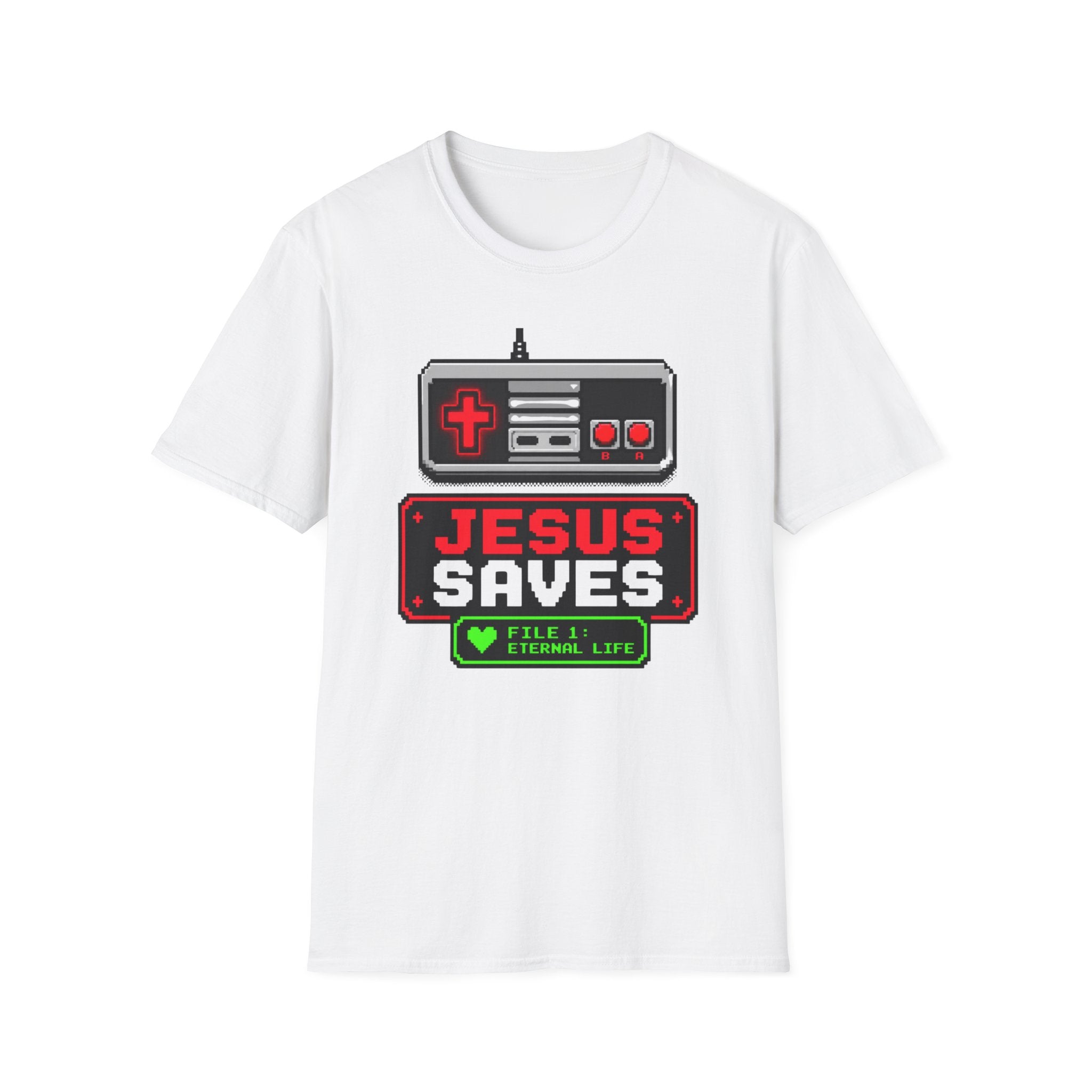8 bit Jesus saves t-shirt