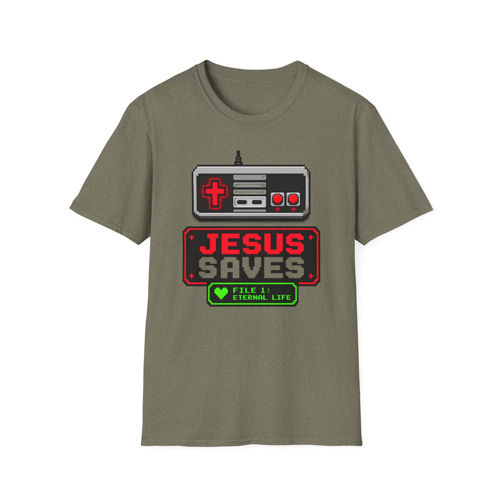 8 bit Jesus saves t-shirt