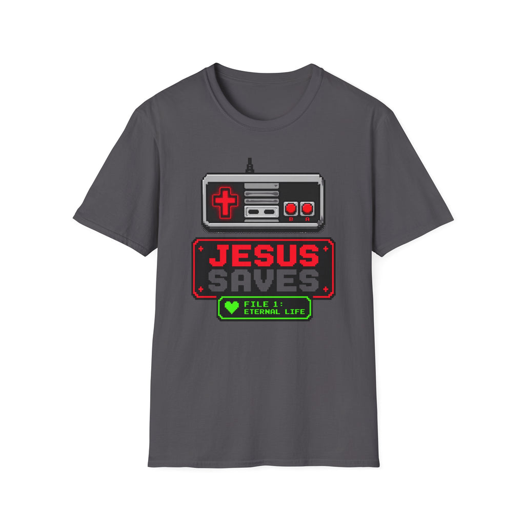 8 bit Jesus saves t-shirt