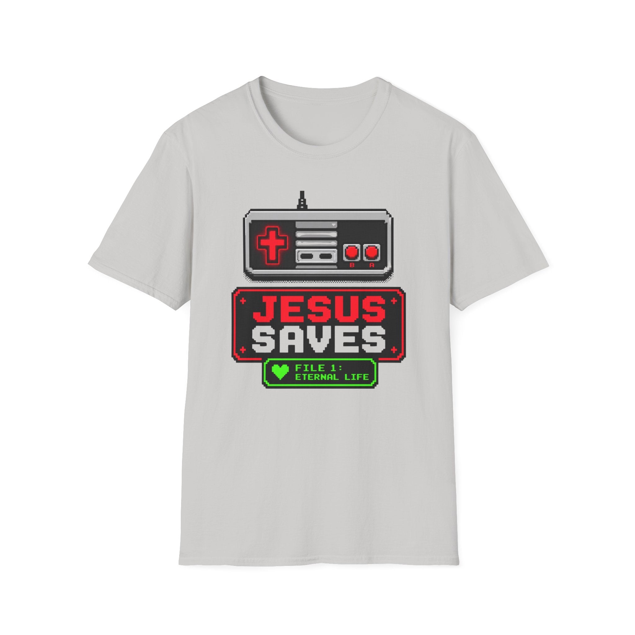 8 bit Jesus saves t-shirt